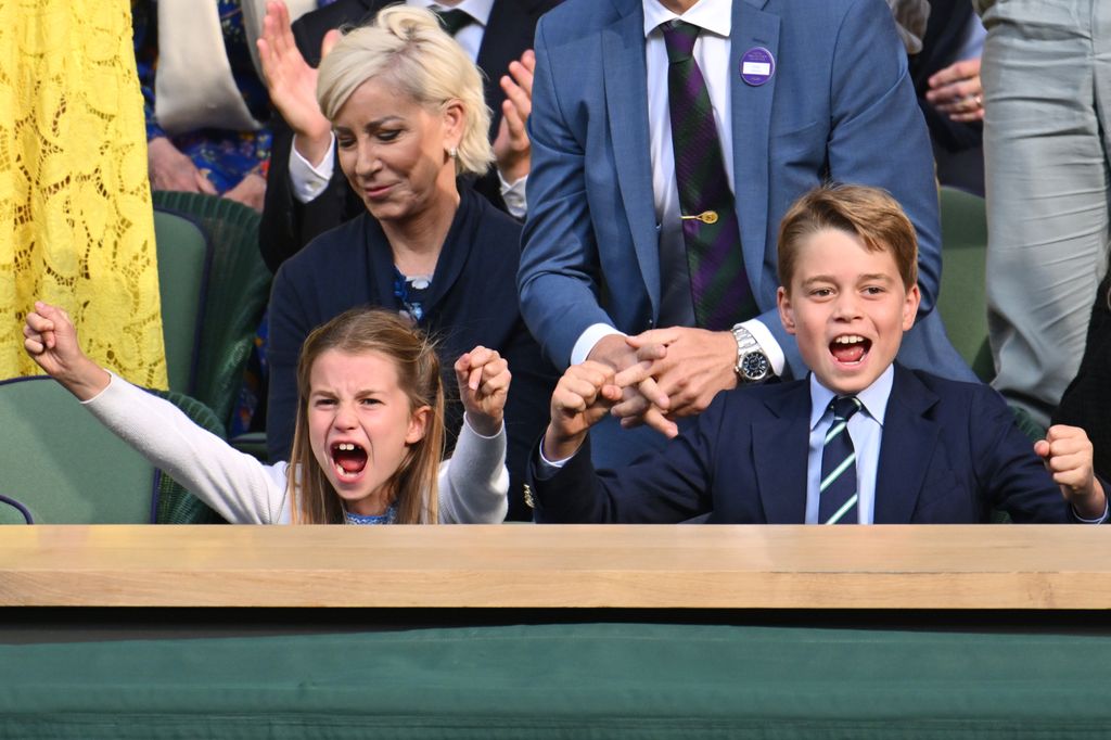 Charlotte and George cheering at Wimbledon