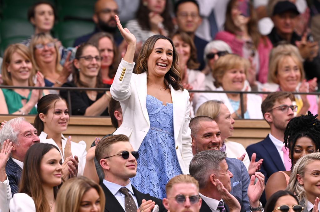 Dame Jessica Ennis-Hill waves from the Royal Box 