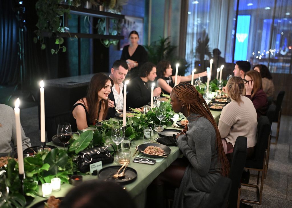 Fellow models and single moms Emily and Jodie caught up during the sumptuous intimate meal at Lincoln Center's Tatiana