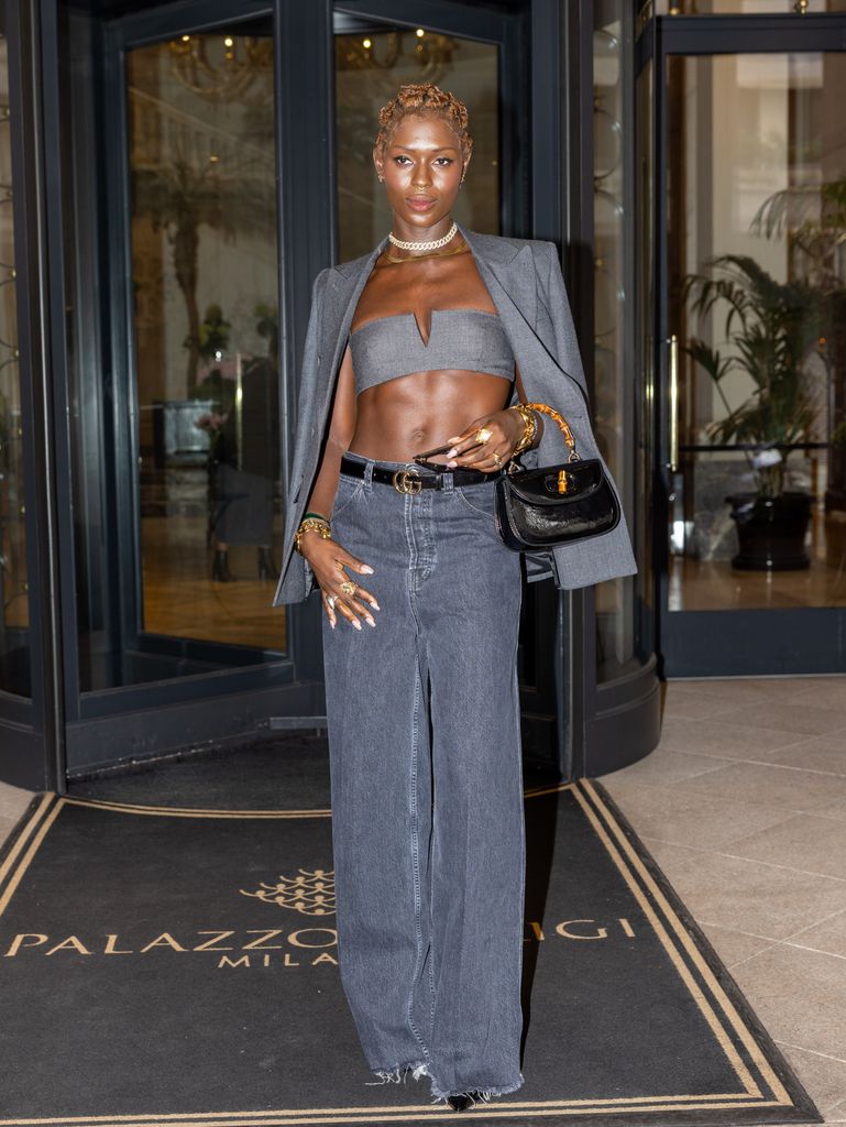 MILAN, ITALY - SEPTEMBER 22: Jodie Turner-Smith is seen during the Milan Fashion Week - Womenswear Spring/Summer 2024 on September 22, 2023 in Milan, Italy. (Photo by Arnold Jerocki/GC Images)