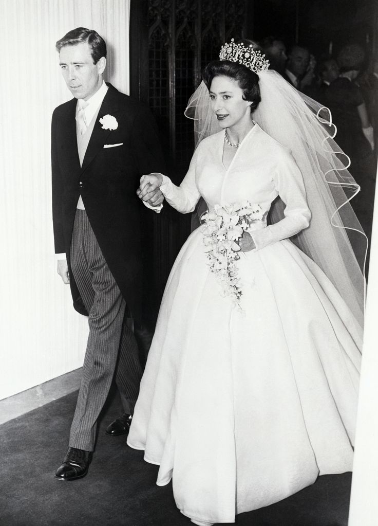 Princess Margaret wearing the Poltimore tiara on her wedding day to Antony Armstrong-Jones in 1960