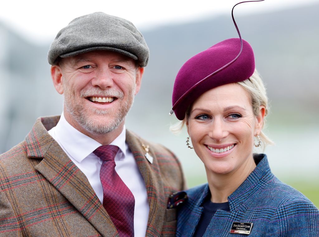 Mike Tindall and Zara Tindall attend day 3 'St Patrick's Thursday' of the Cheltenham Festival at Cheltenham Racecourse on March 16, 2023 in Cheltenham, England