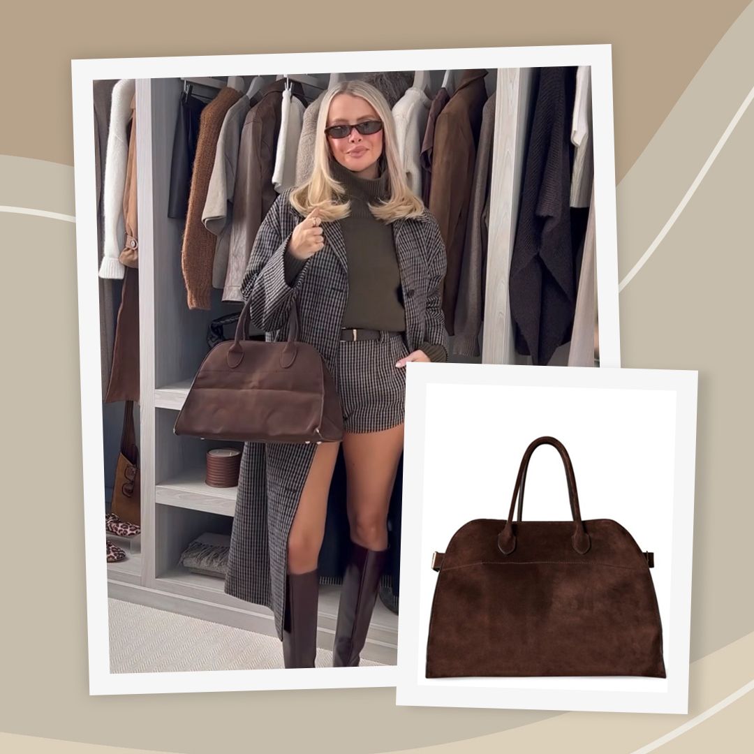 This brown suede bag from Amazon has gone viral because it looks so similar to the sold-out The Row Margaux