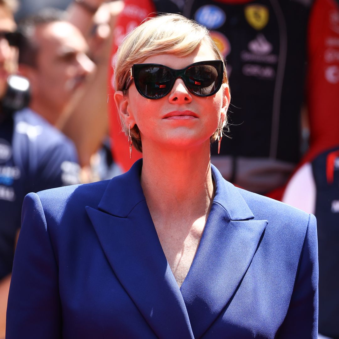 Princess Charlene wows in spectacular waist-cinching jumpsuit for rare public appearance with Prince Albert