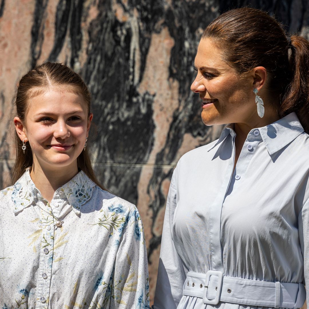 Crown Princess Victoria's lookalike daughter Princess Estelle, 12, towers next to royal mum in private video from family holiday