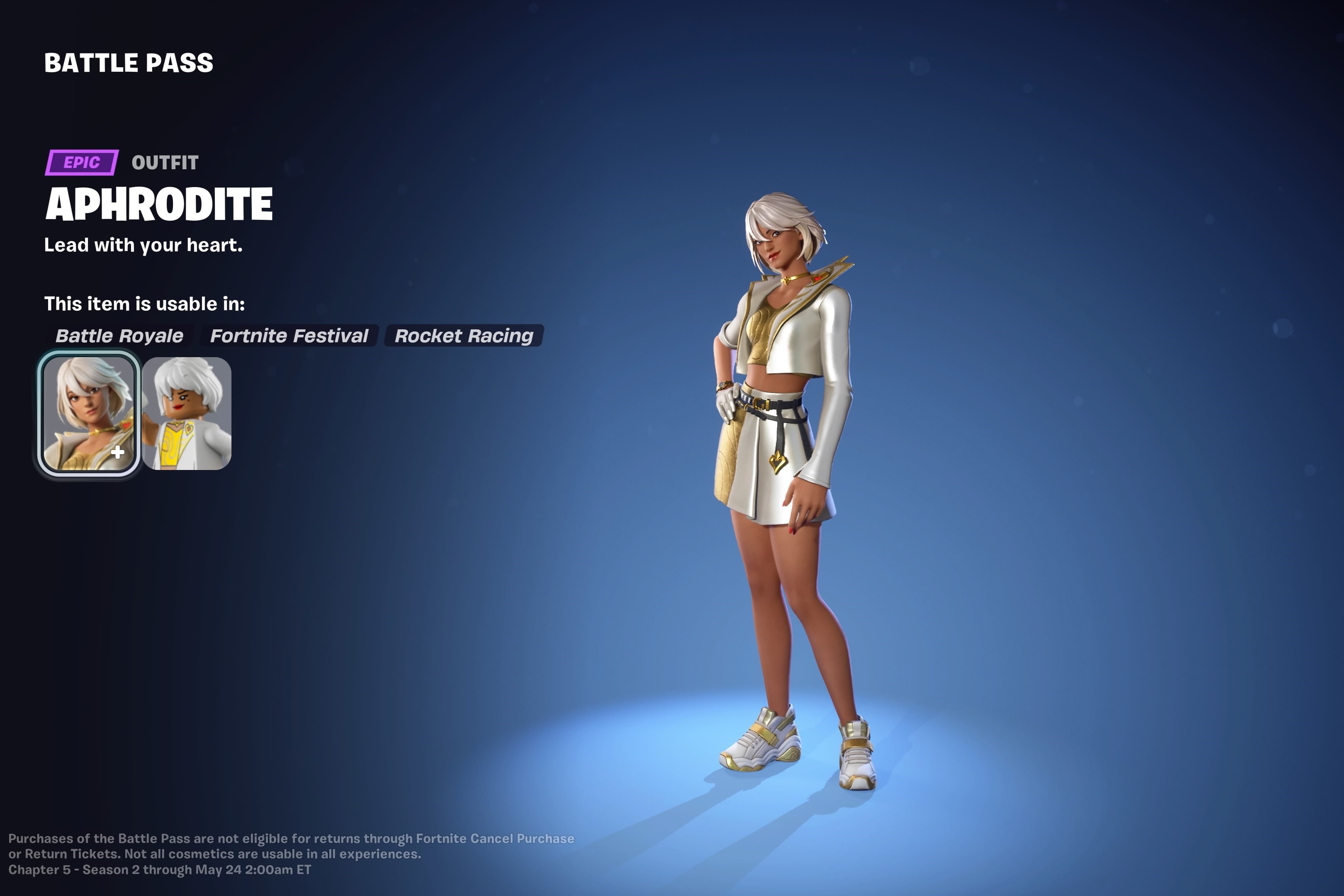 Aphrodite skin in-game Fortnite