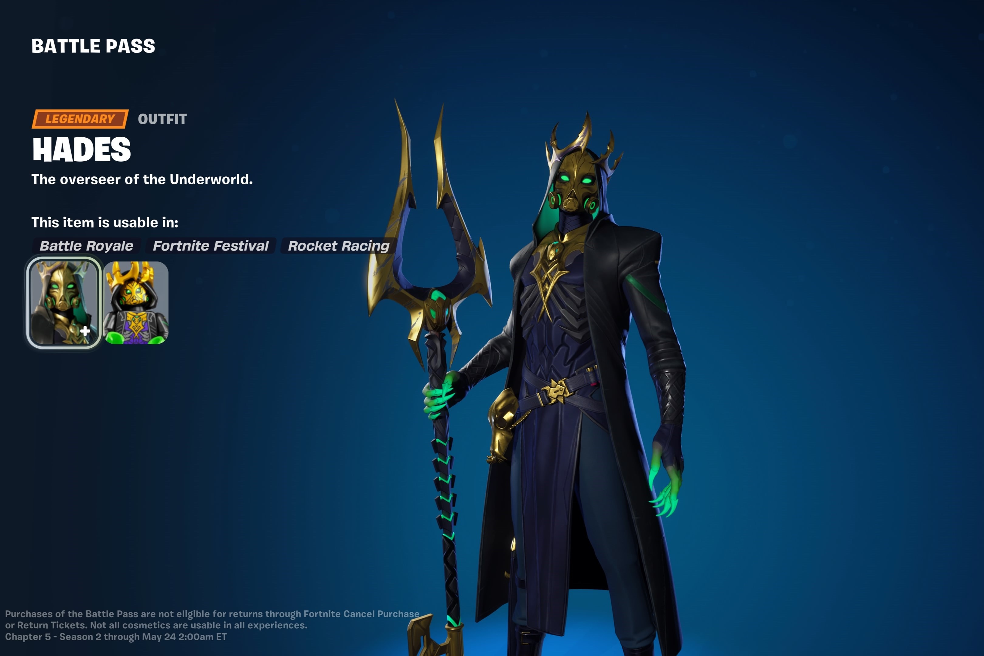 Fortnite Hades skin in-game