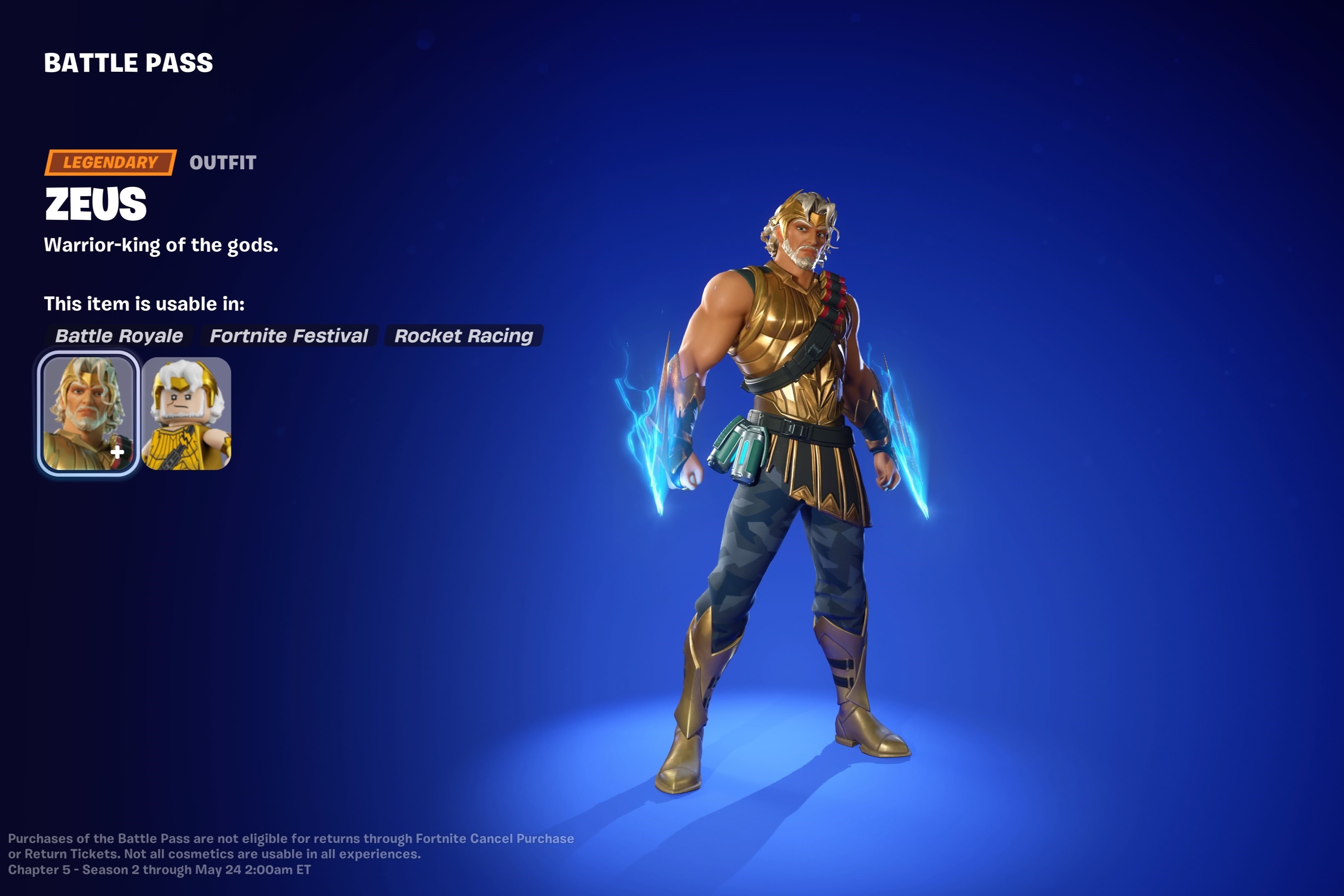 Fortnite Zeus skin in-game