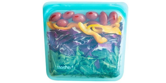 Stasher containing prepared vegetables