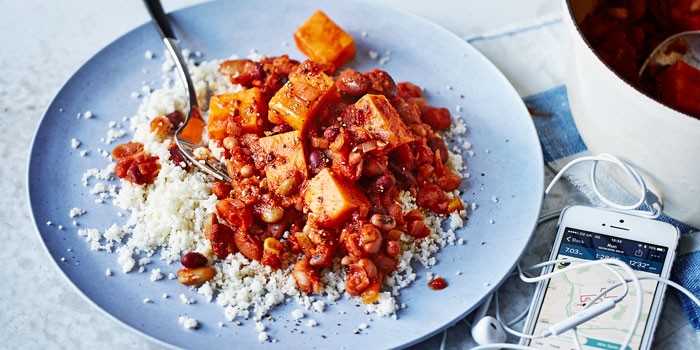 Veggie protein chilli with sweet potato