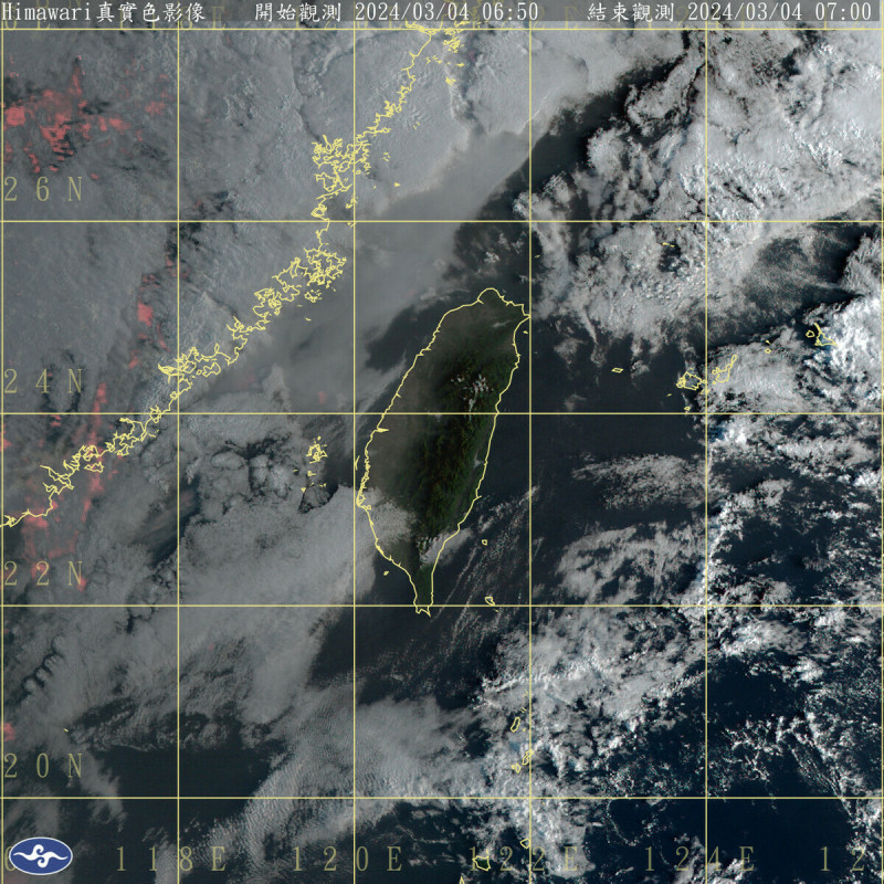 台灣上空雲系愈來愈少，今天氣溫將逐漸回升，全台各地包括澎湖，大多是多雲到晴的好天氣。   圖：中央氣象署／提供