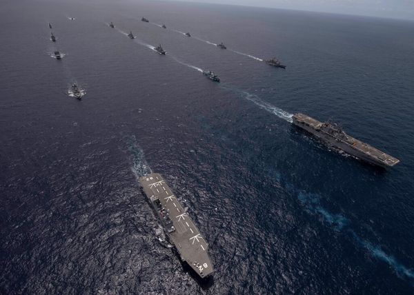 全球最大的「環太平洋2024」多國海上聯合演習在6月27日展開，圖為2020年環太平洋軍演。   圖：翻攝自臉書
