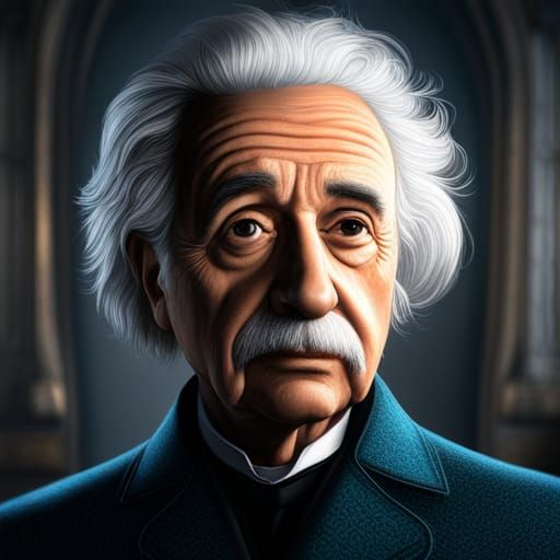 albert einstein up close in gothic style painting - AI Generated ...