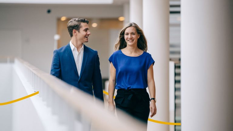 Two colleagues walking