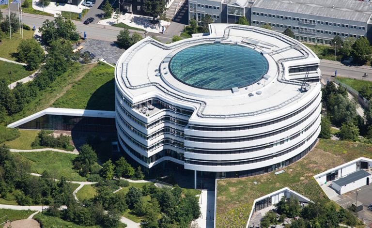 Drone photo of Novo Nordisk headquarter in Bagsvaerd, Denmark.