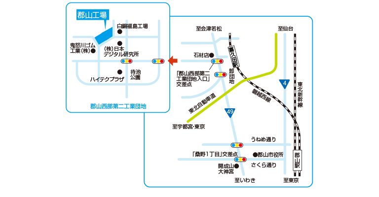 郡山工場アクセス地図