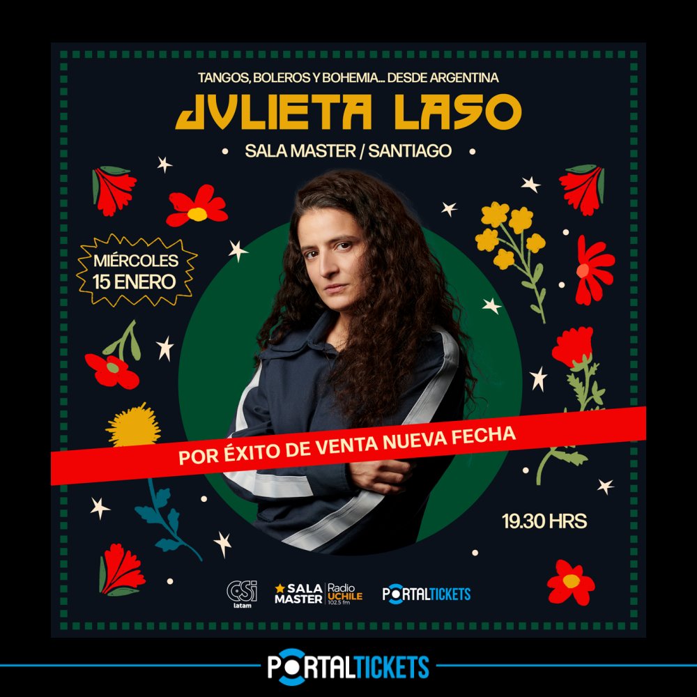 Flyer Evento JULIETA LASO EN SALA MASTER - 15 DE ENERO