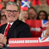 Keir Starmer, leader of Britain's Labour Party, speaks at a reception at the Tate Modern in London after Labour won the 2024 U.K. election. 