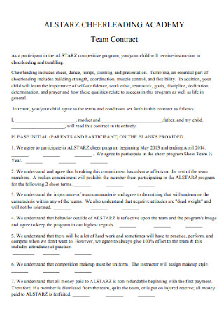 Academy Team Contract Template