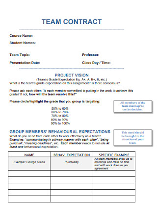 Team Contract Format