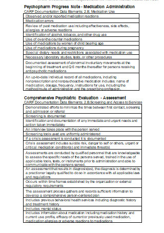 Psychopharm Medication Intake Progress Note