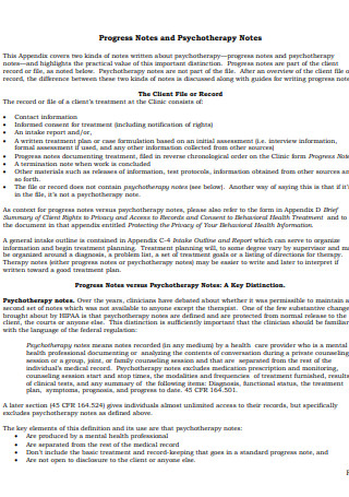 Psychotherapy Intake Progress Note