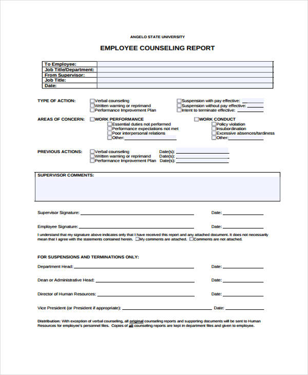 employee counseling form