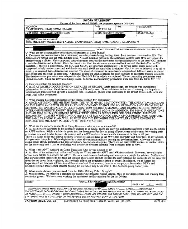 fillable sworn statement form