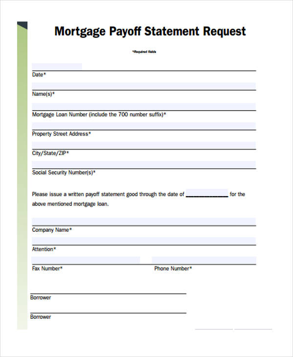 sample payoff statement form