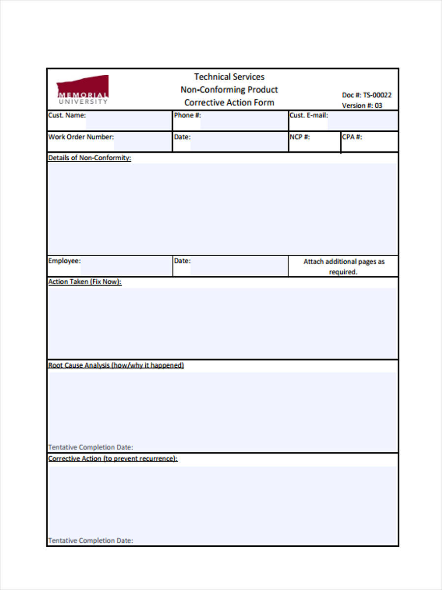 services product corrective action