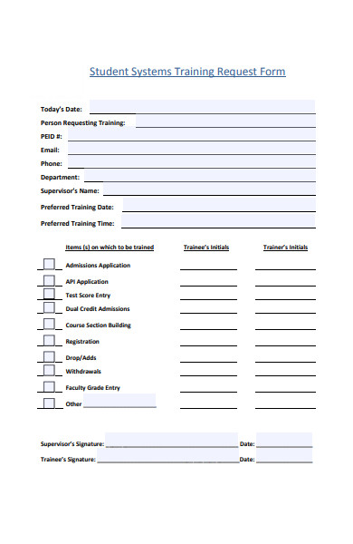 student system training request form