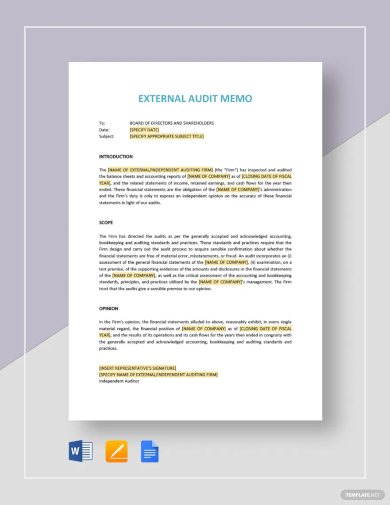 external audit memo template