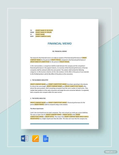 financial memo template