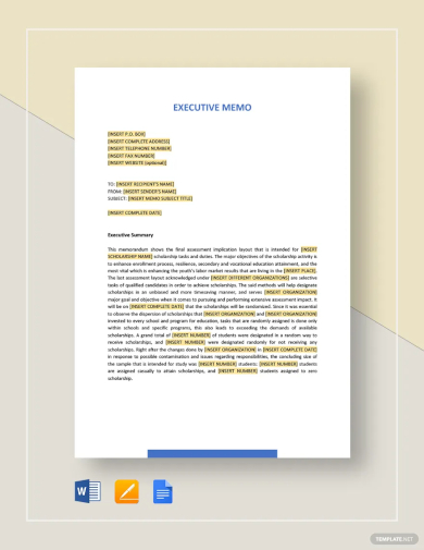 sample executive memo template