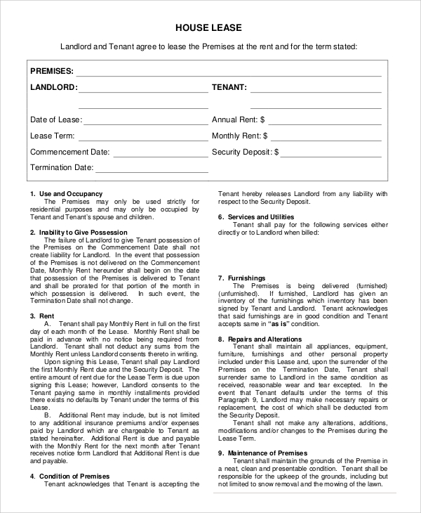 house rental lease agreement