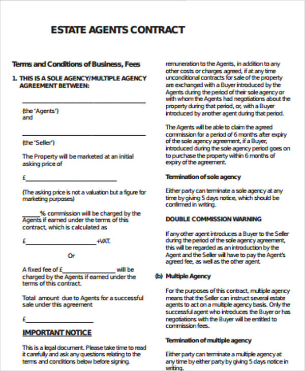 estate agent contract agreement