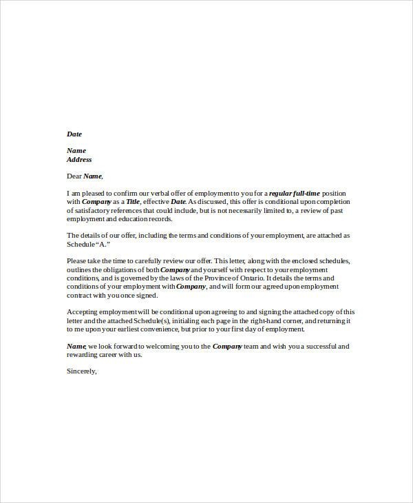 job agreement letter format