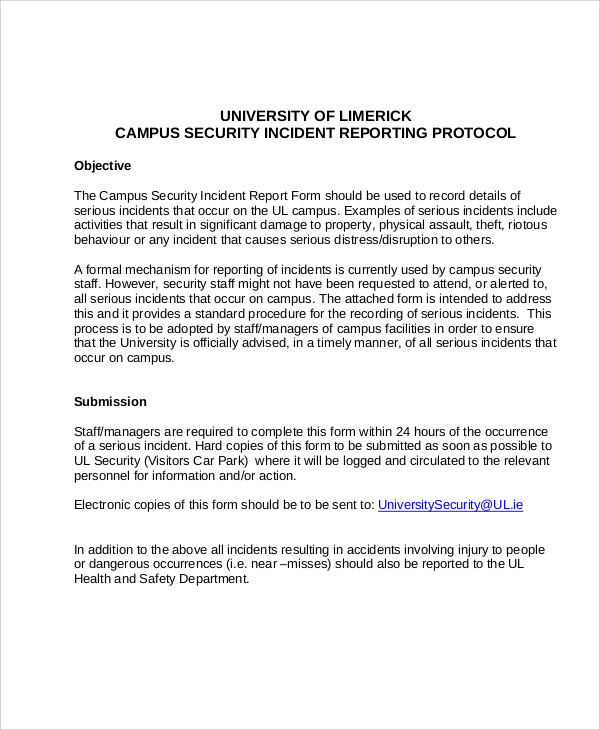 campus security incident report 