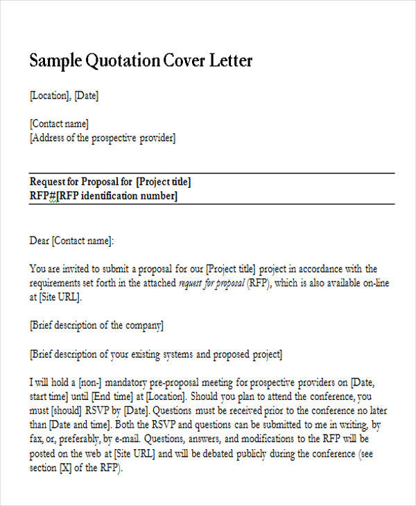 sample quotation cover letter