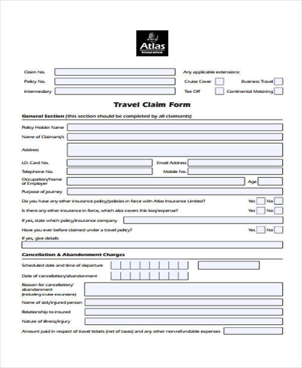 company travel claim form