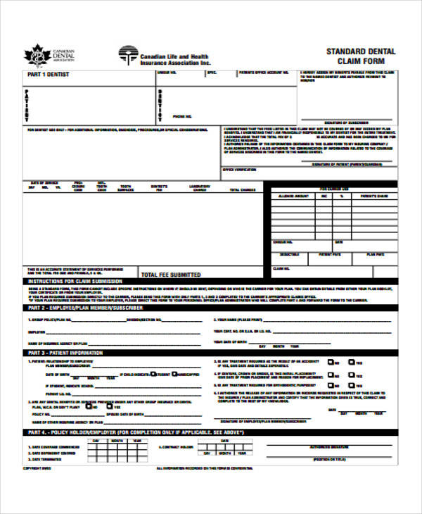 dental insurance claim form