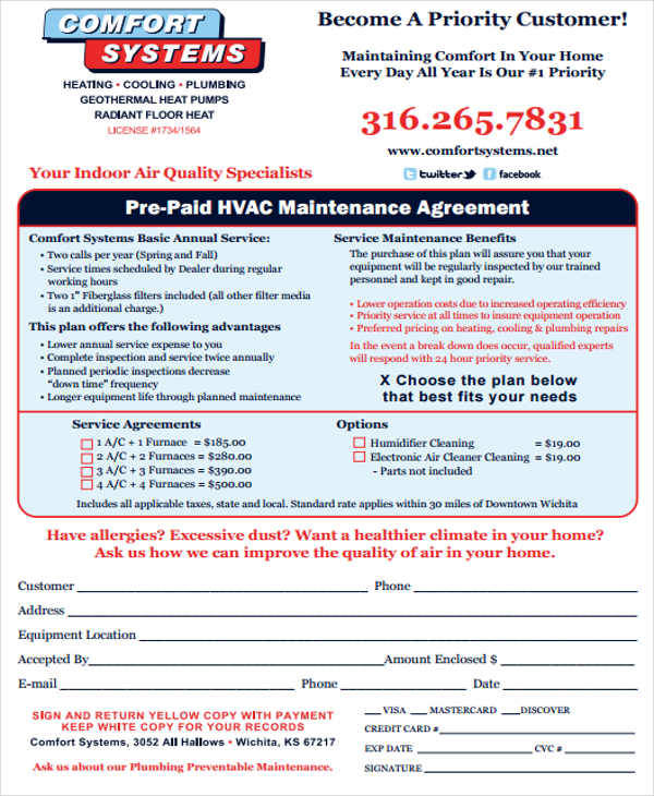 Hvac Preventive Maintenance Agreement Template from images.sampletemplates.com