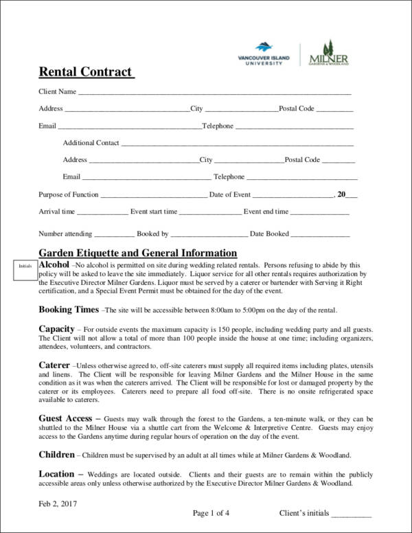 wedding contract template for wedding venue