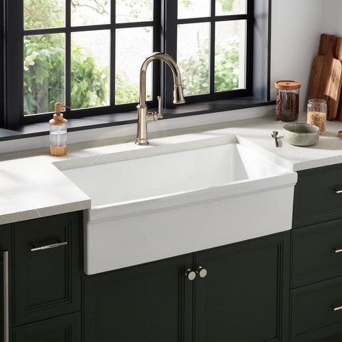 36" Gallo Fireclay Farmhouse Sink - White