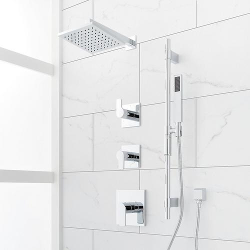 Hibiscus Thermostatic Shower System with Slide Bar and Hand Shower in Chrome