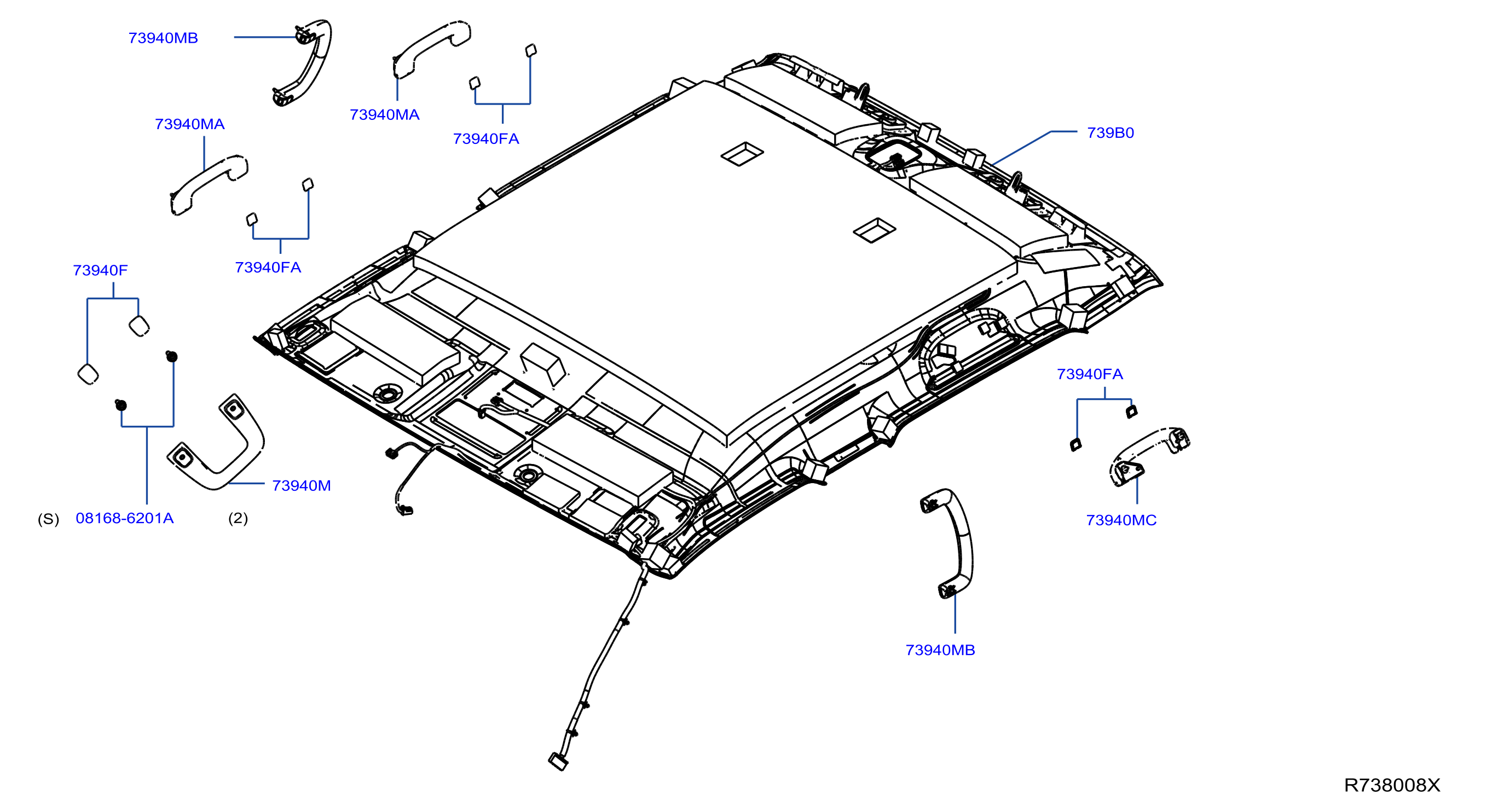 1976 Nissan Headliner - 739B0-9BP0A - Genuine Nissan Part