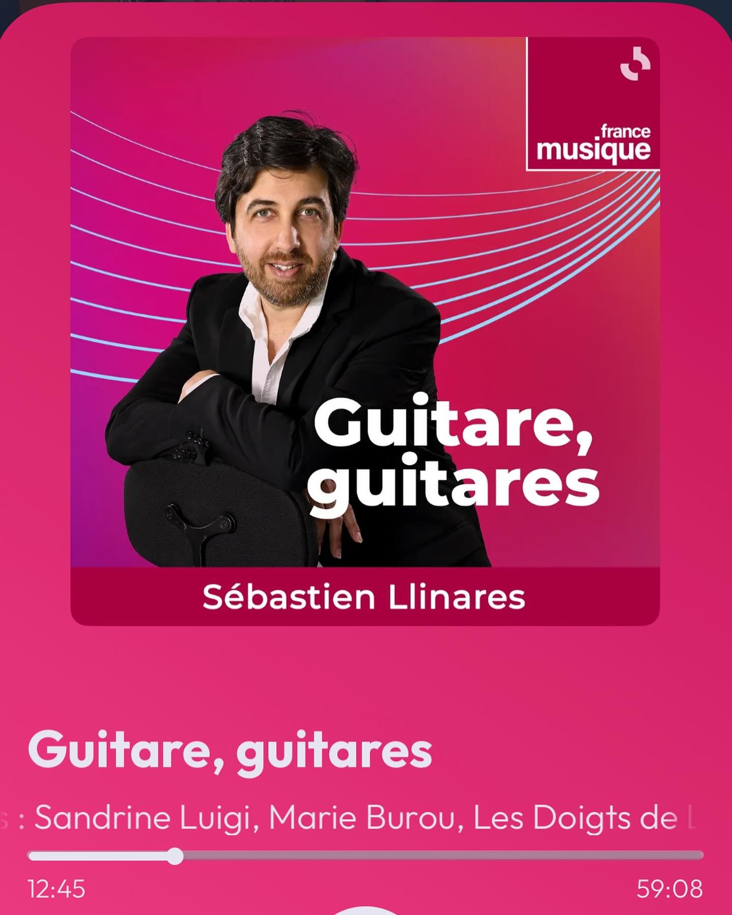 &gt;&gt; RADIO&lt;&lt;
Merci &agrave; @sebastien.llinares d&rsquo;avoir pr&eacute;sent&eacute; mon album &laquo;&nbsp;new line&nbsp;&raquo; dans sa belle &eacute;mission Guitare, Guitares sur @francemusique !
🎙️Pour &eacute;couter le Podcast lien en