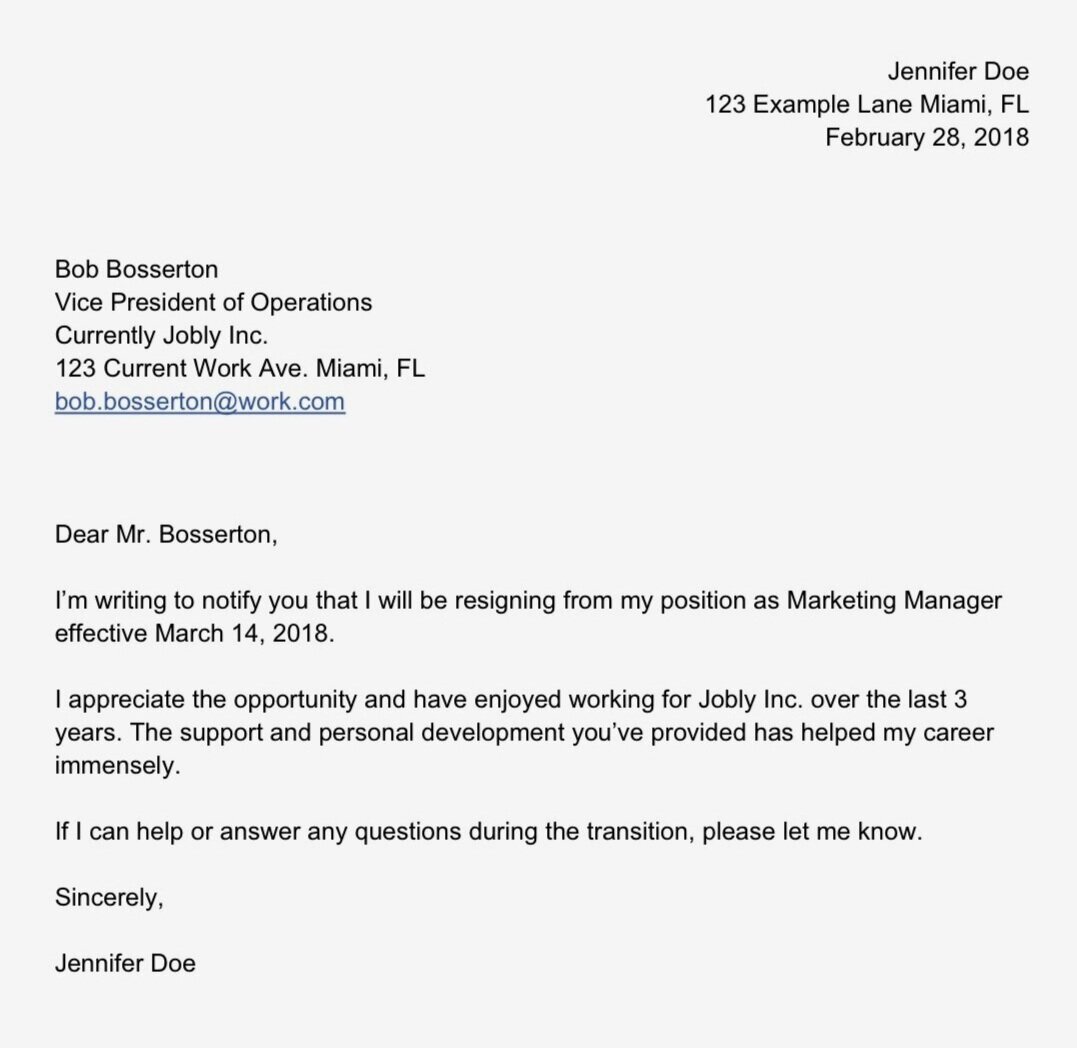 Sample Two Week Resignation Letter from images.squarespace-cdn.com