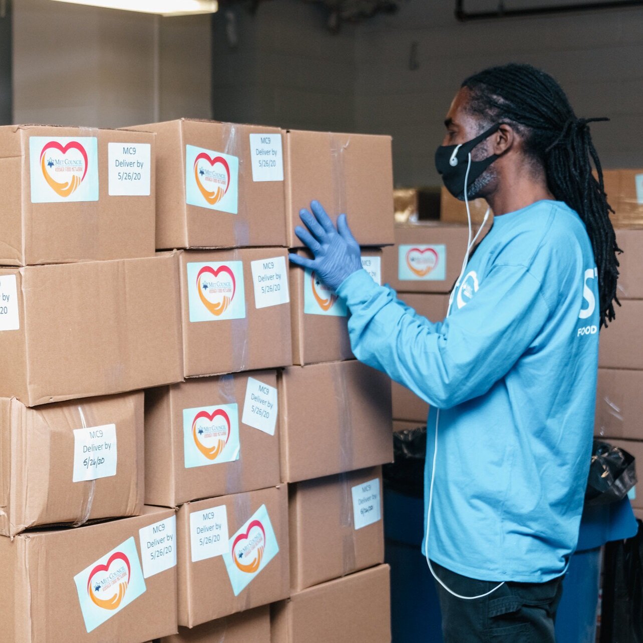 Met A man working at Met Council's Greenpoint fulfillment center