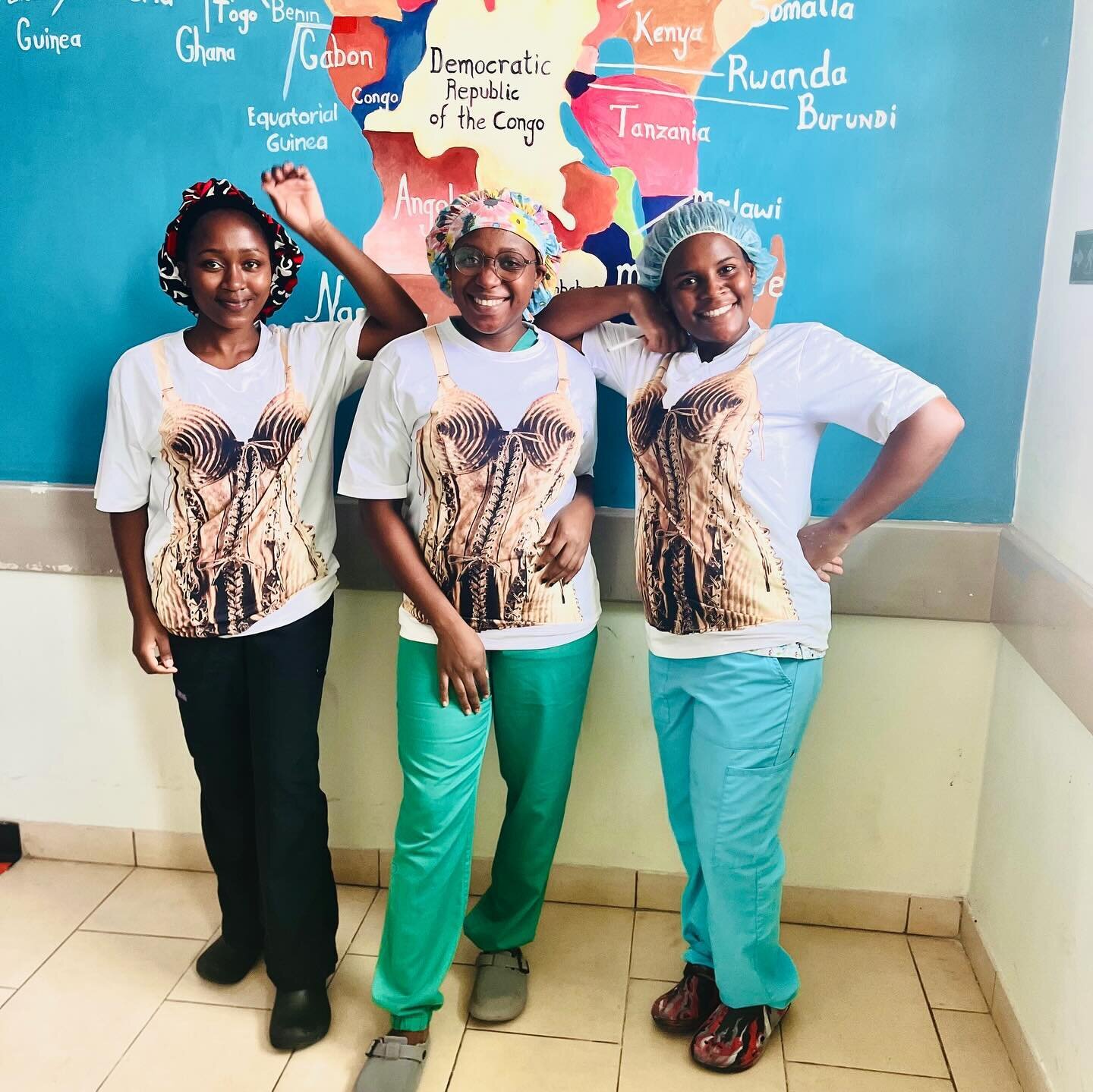 @madonna x @jeanpaulgaultier t-shirts have made it to the Mercy James Centre in Blantyre, Malawi! Here, our fantastic nurses Cecilia, Glory, Chisomo, Davie, Juliana, and Daniel all wear our exclusive t-shirts on site, outside the theater and the ward